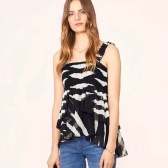 Tory Burch Lucea Top Zebra Animal Print 2 - Picture 1 of 7